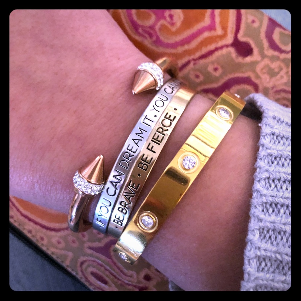 Inspirational engraved open cuff bracelet